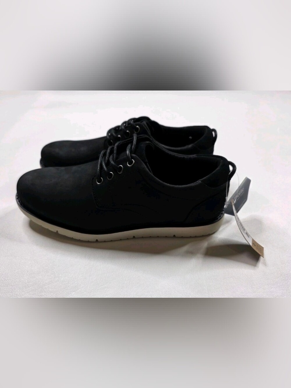 TOMS Navi Oxford Black Leather Casual Shoes Mens Size 9.5